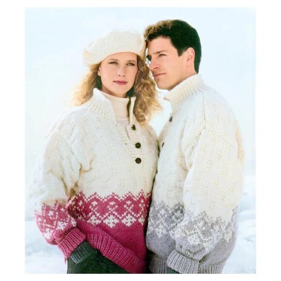 Vintage Hand Knit Fair Isle Oversized Sweater Slouchy Loose Fisherman 80s 90s - Picture 1 of 9